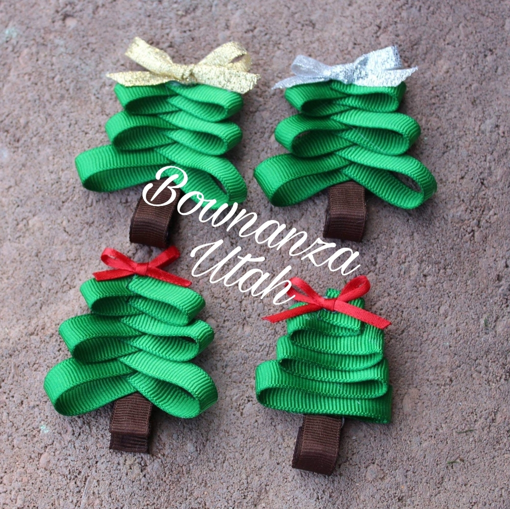 Christmas tree hair clips